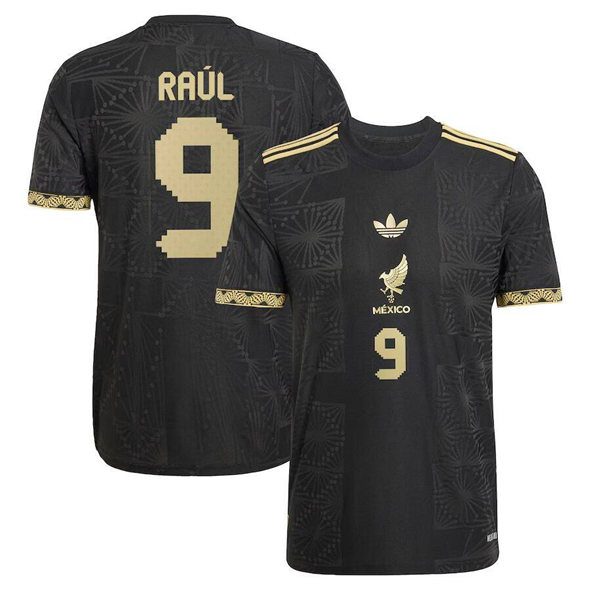 Men's Mexico #9 Raul Jimenez Black Gold 2025 Soccer Jersey